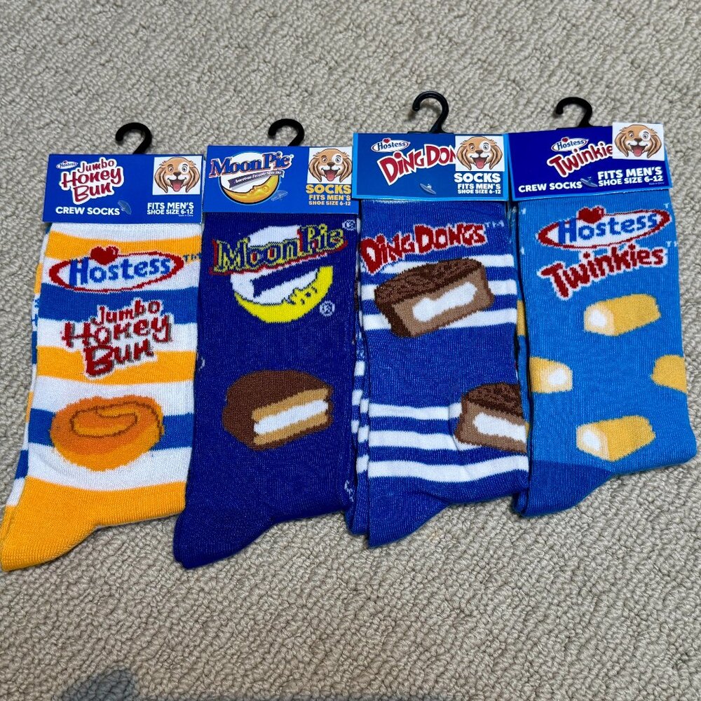 4 Mixed Hostess New Novelty Crew Socks Size 6-12/13 - Men's/Women's -
